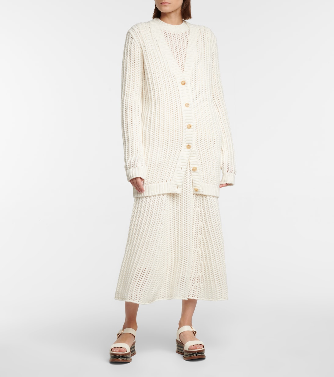Falda midi de cachemira con punto trenzado Pablo | Gabriela Hearst
