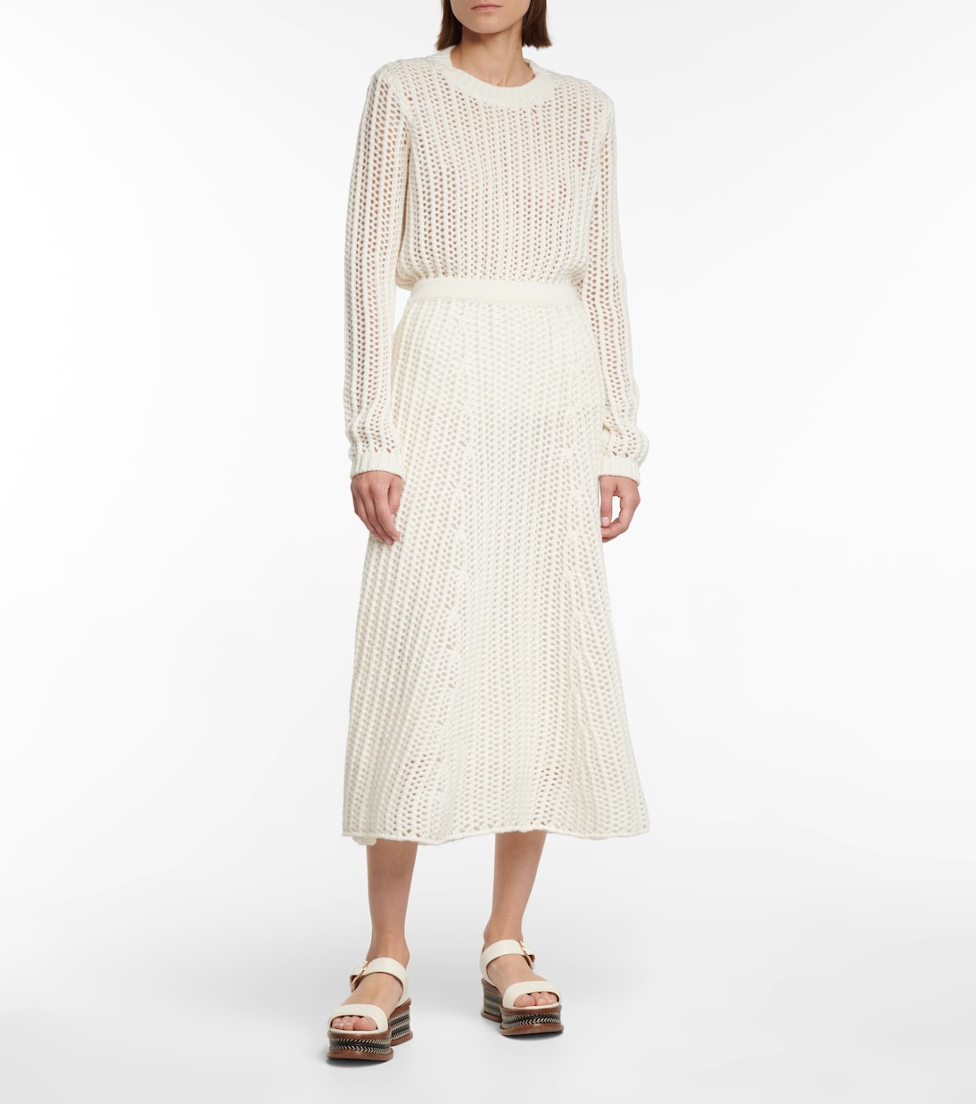 Falda midi de cachemira con punto trenzado Pablo | Gabriela Hearst