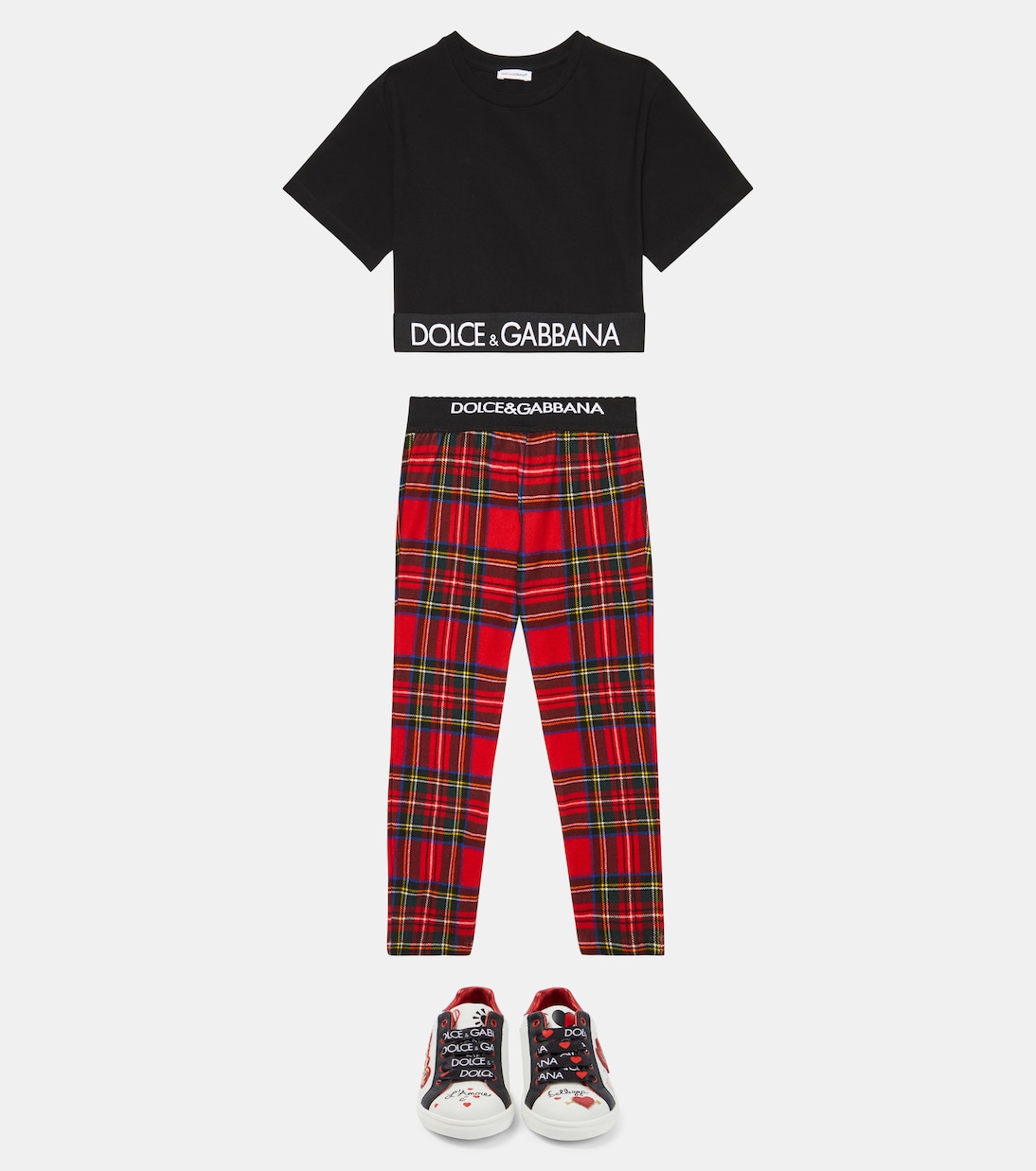 Leggings in misto cotone a quadri | Dolce&Gabbana Kids