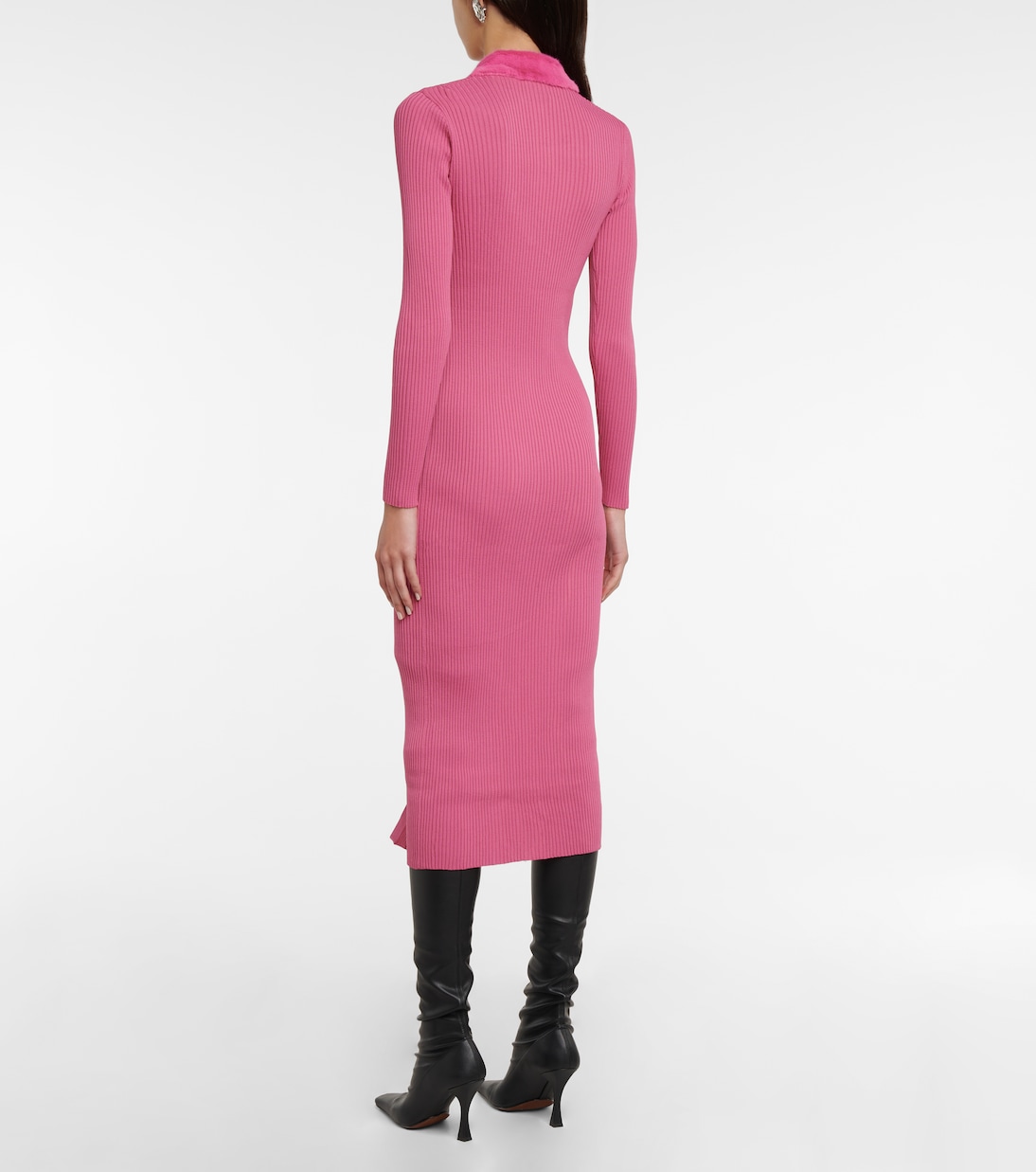 Celina faux fur-trimmed midi dress | Staud