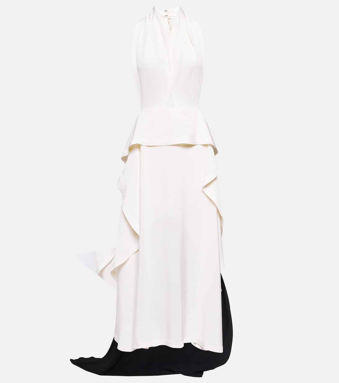 Cutout halterneck satin and crêpe gown | Victoria Beckham