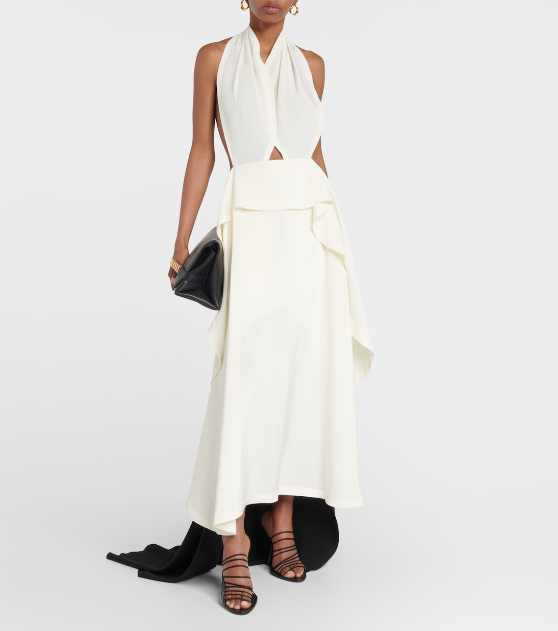 Cutout halterneck satin and crêpe gown | Victoria Beckham