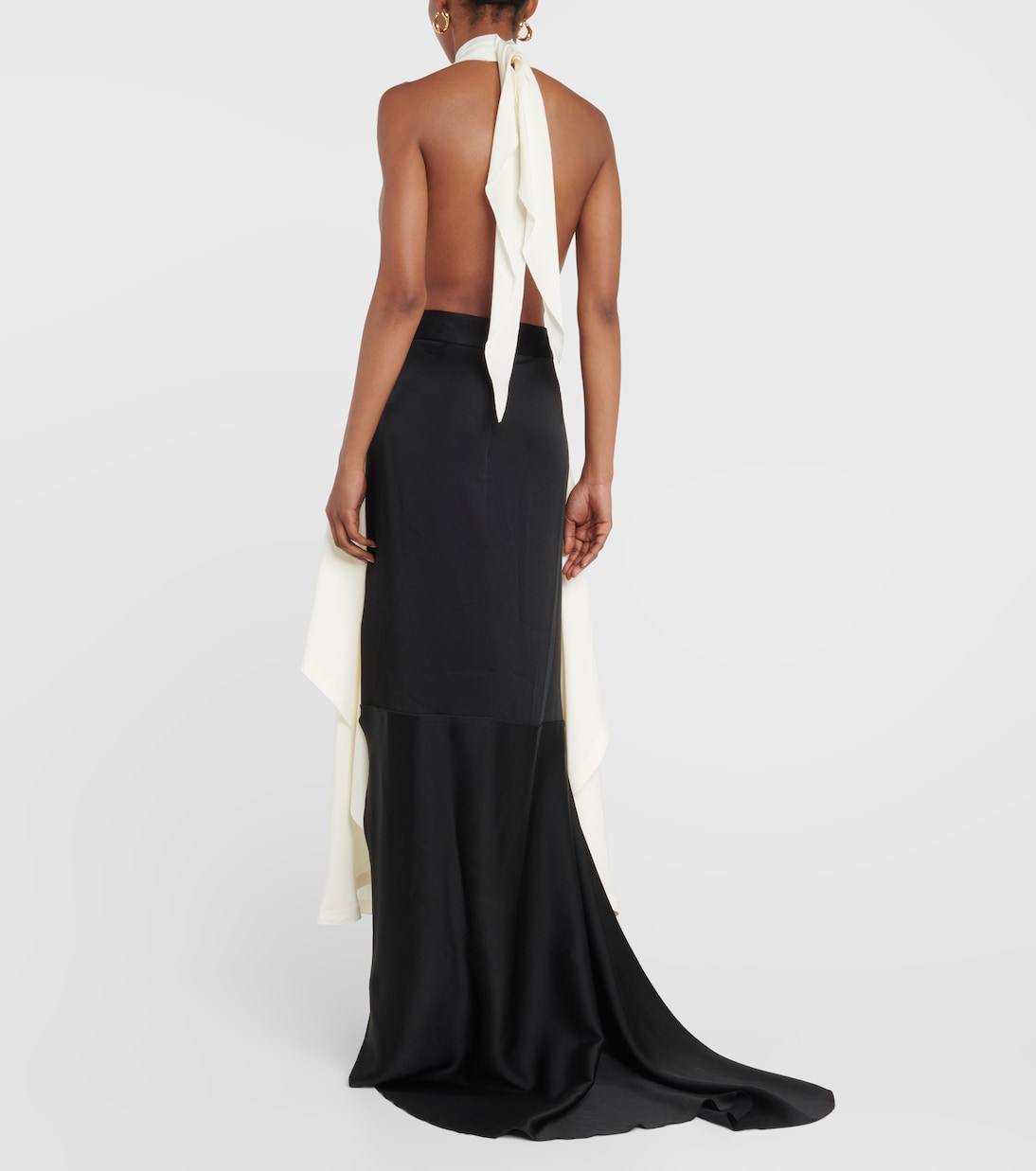 Cutout halterneck satin and crêpe gown | Victoria Beckham