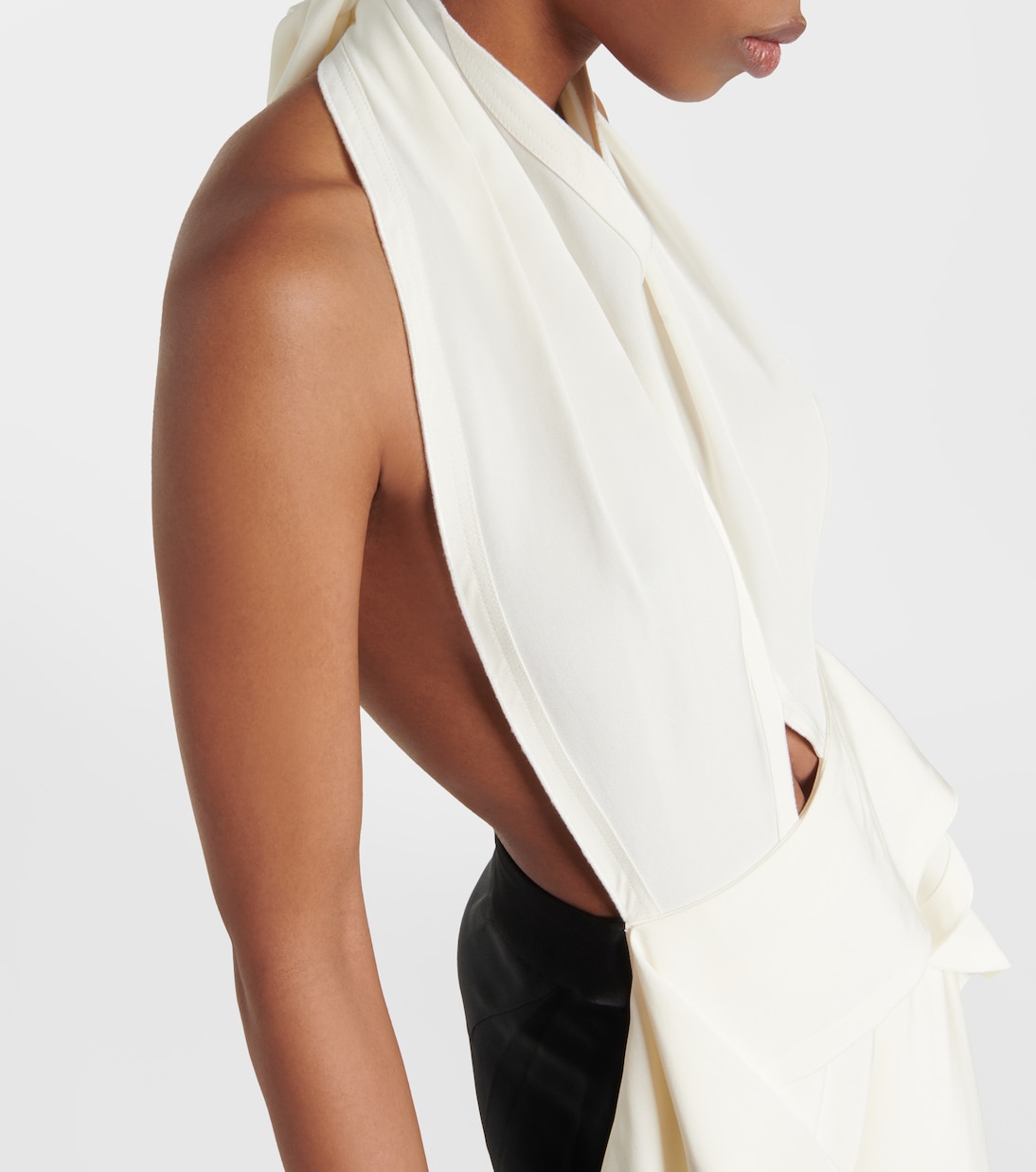 Cutout halterneck satin and crêpe gown | Victoria Beckham