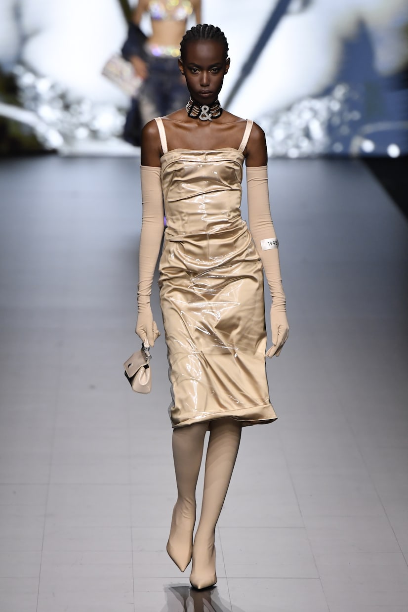 x Kim - Abito midi con ruches | Dolce&Gabbana
