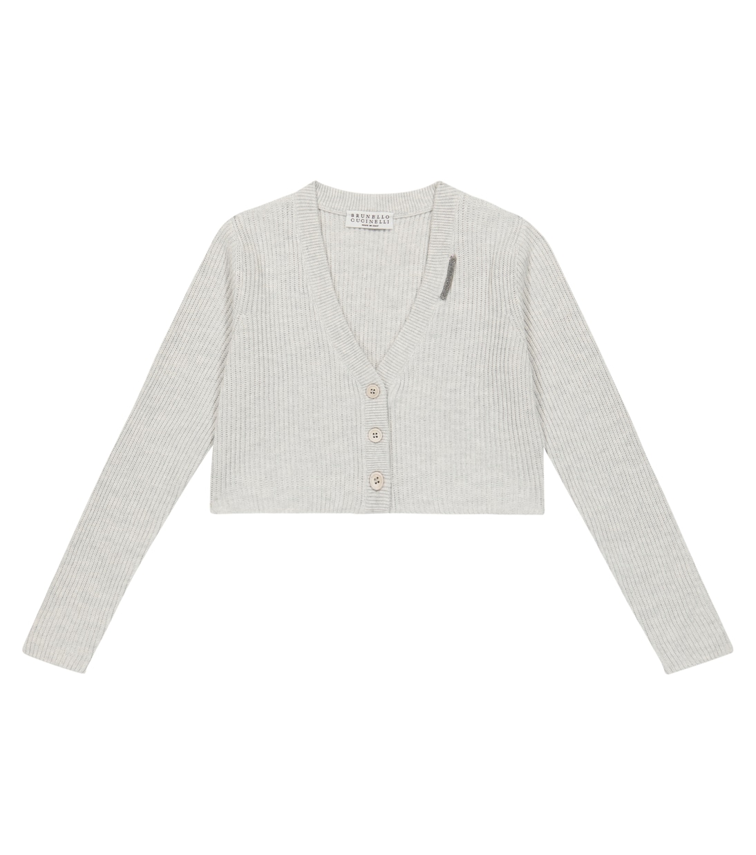 Cardigan raccourci en coton à ornements | Brunello Cucinelli Kids