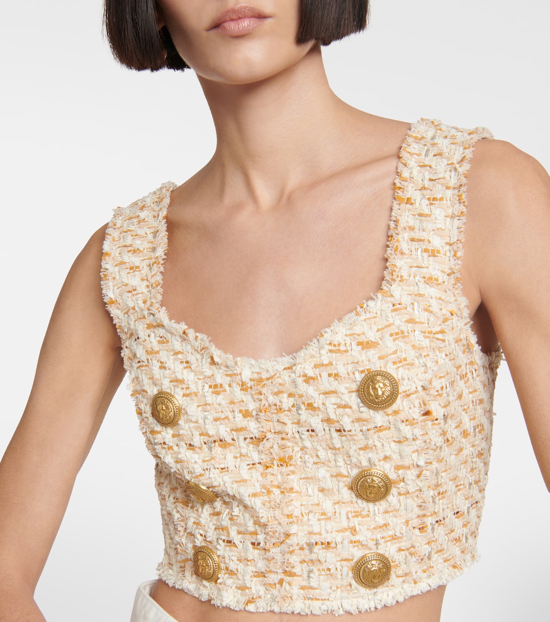 Cropped-Top aus Tweed | Balmain