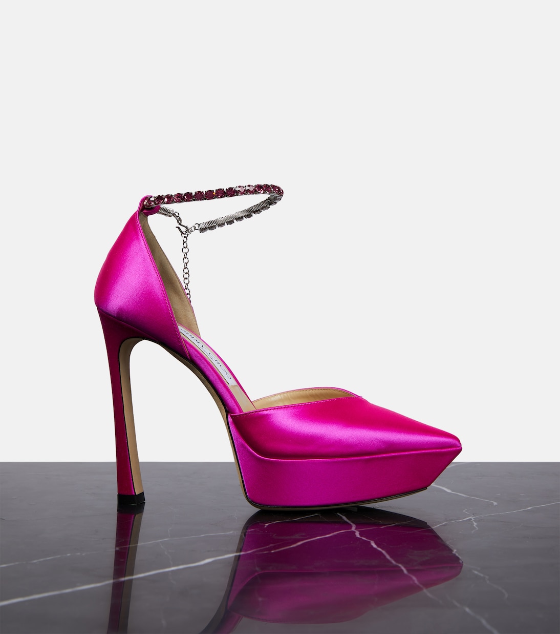Saeda 125 embellished satin platform pumps | Jimmy Choo