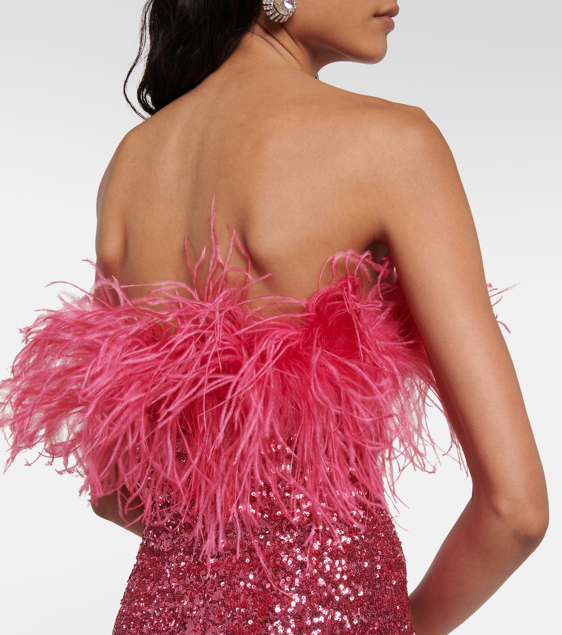 Feather-trimmed sequined minidress | Oséree