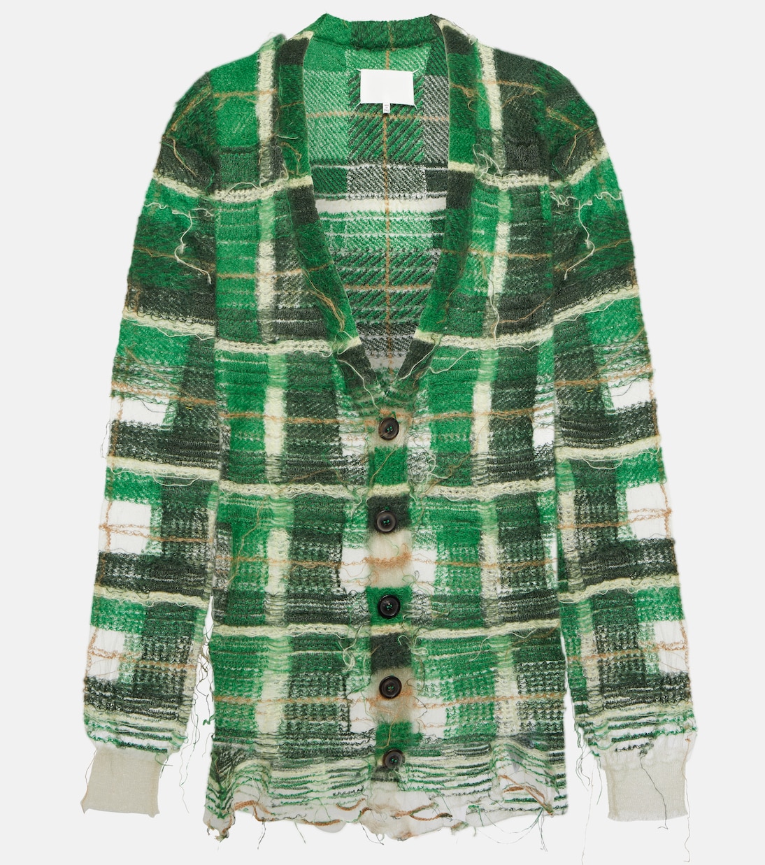 Distressed intarsia mohair-blend cardigan | Maison Margiela