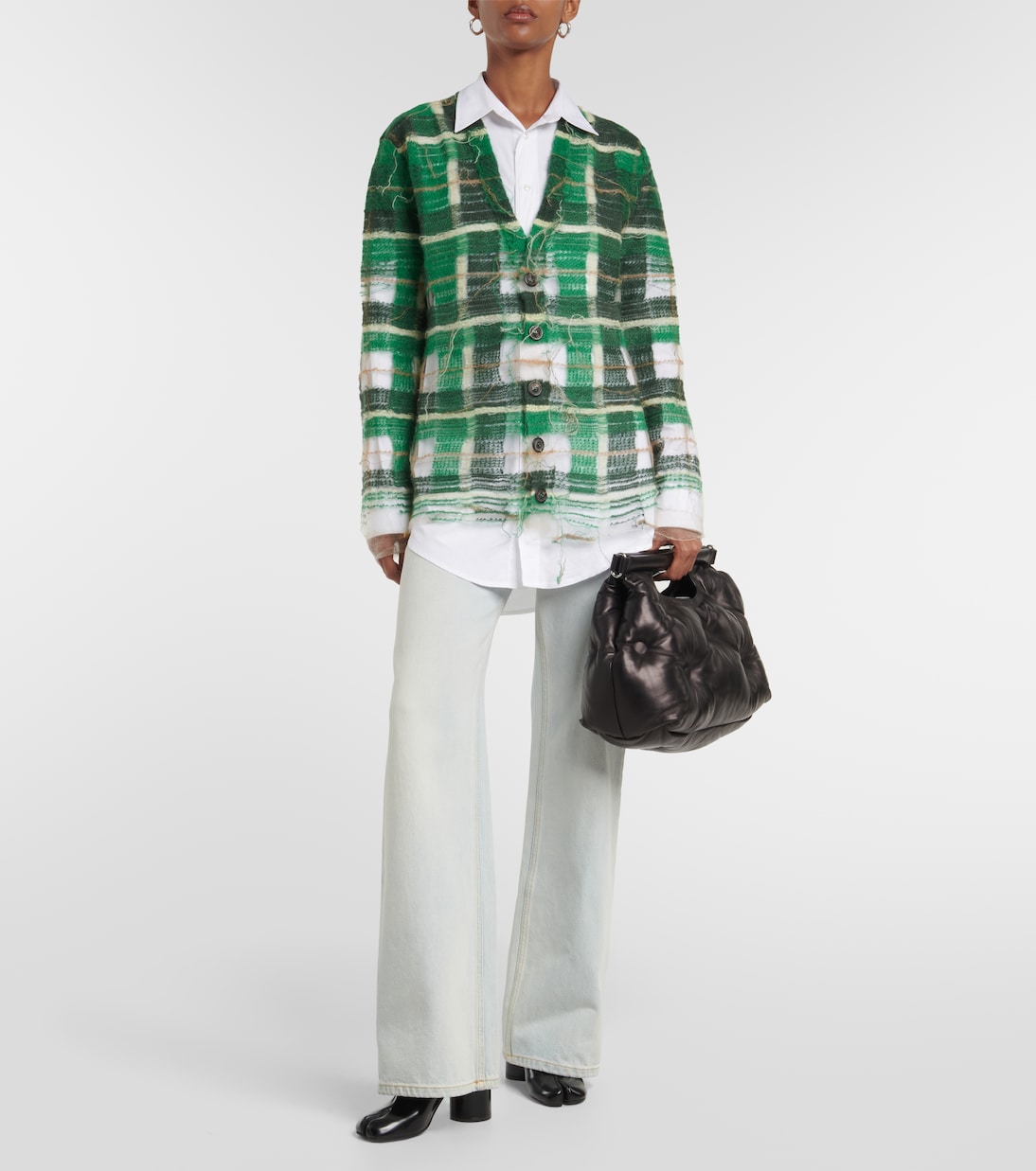 Distressed intarsia mohair-blend cardigan | Maison Margiela