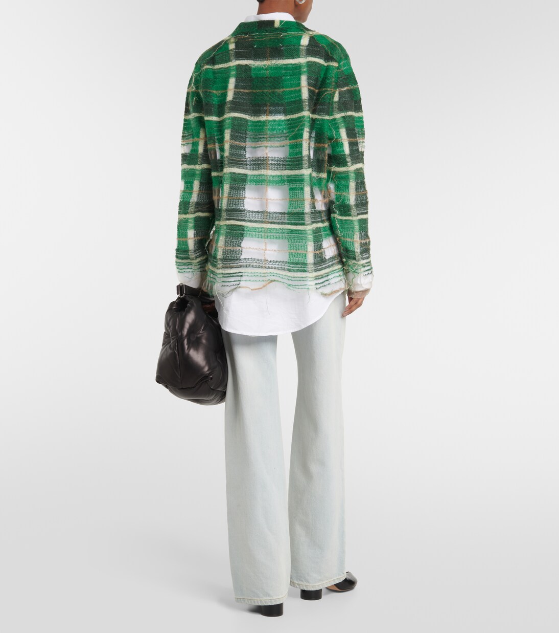 Distressed intarsia mohair-blend cardigan | Maison Margiela