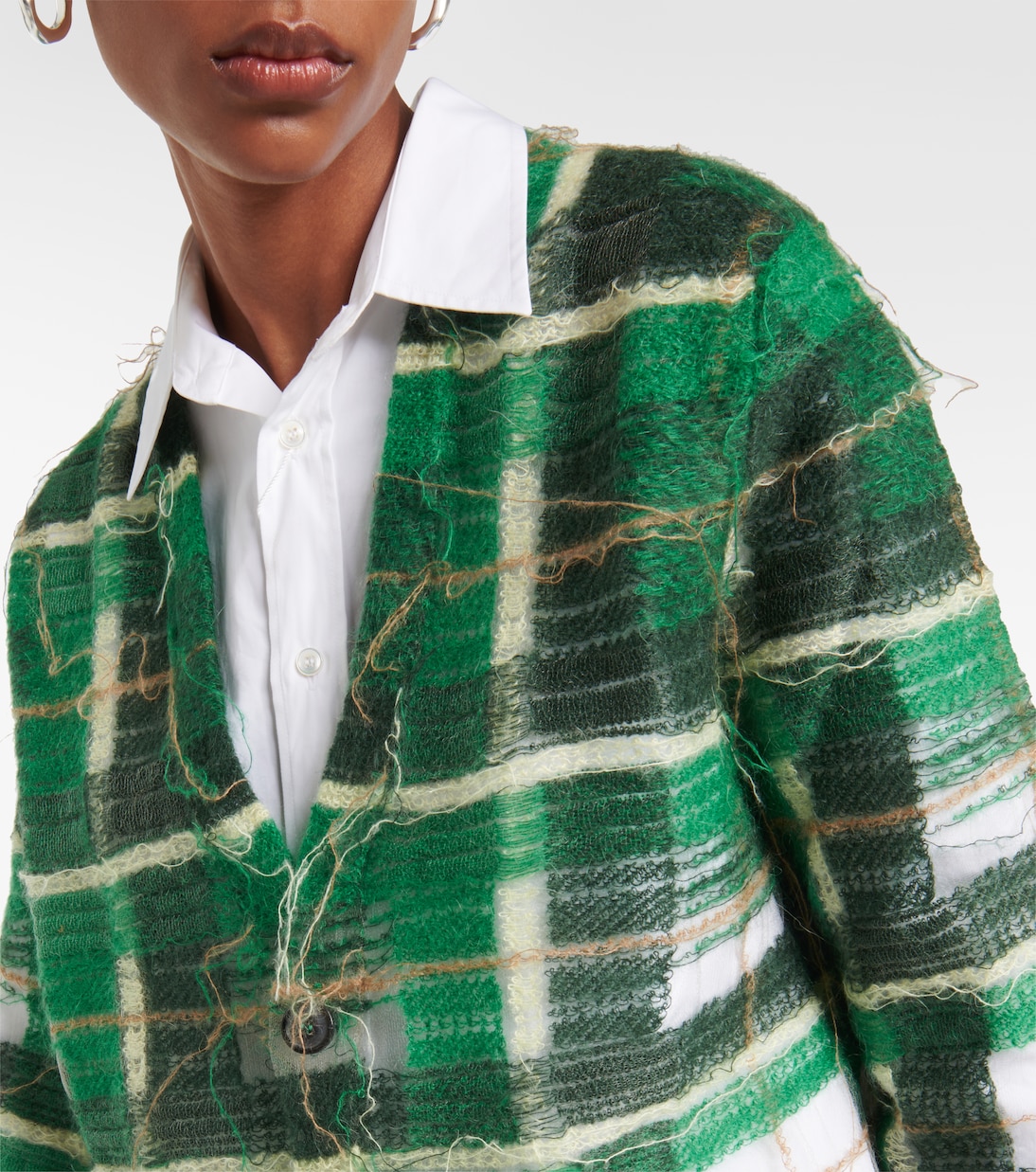 Distressed intarsia mohair-blend cardigan | Maison Margiela