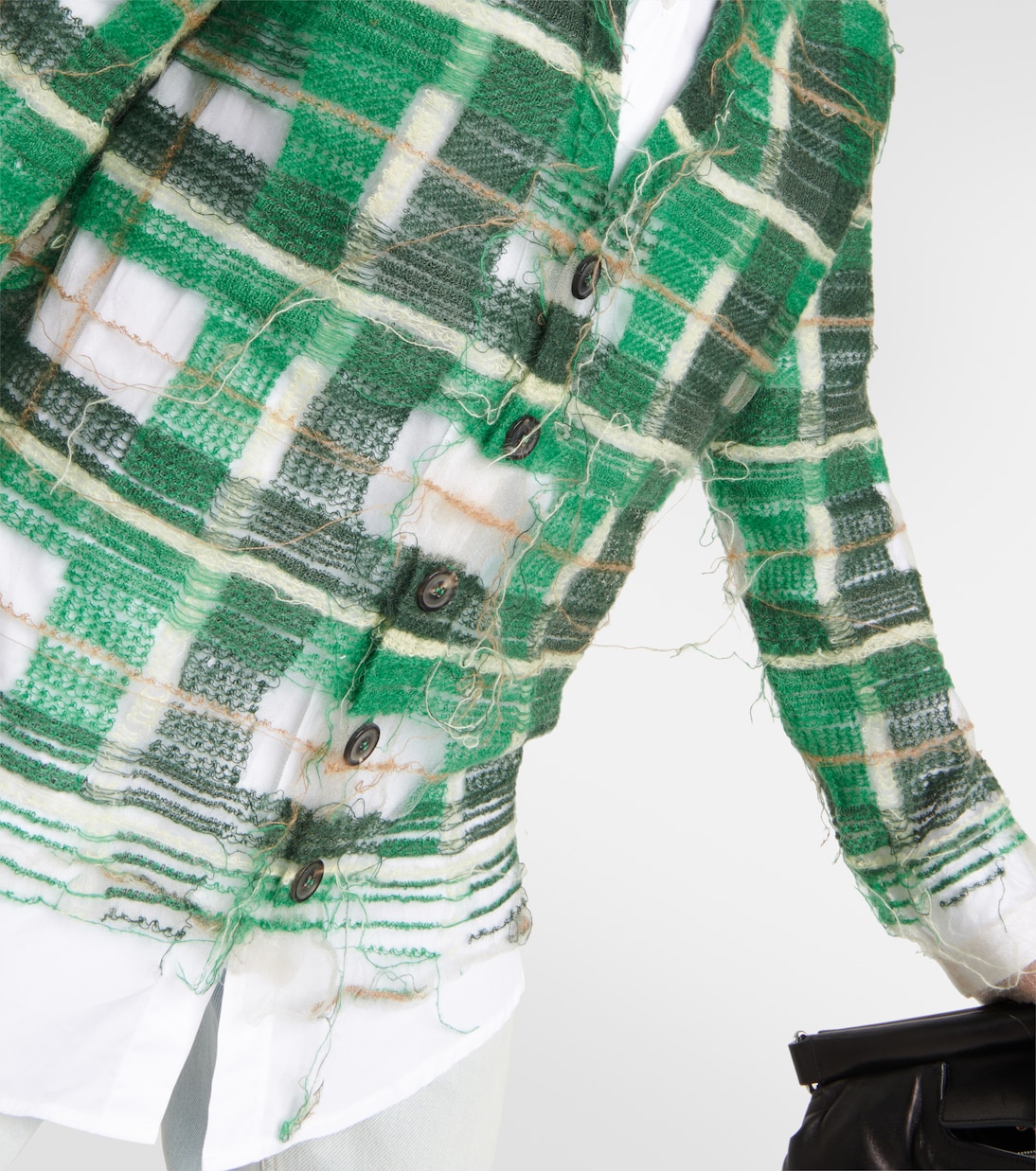 Distressed intarsia mohair-blend cardigan | Maison Margiela