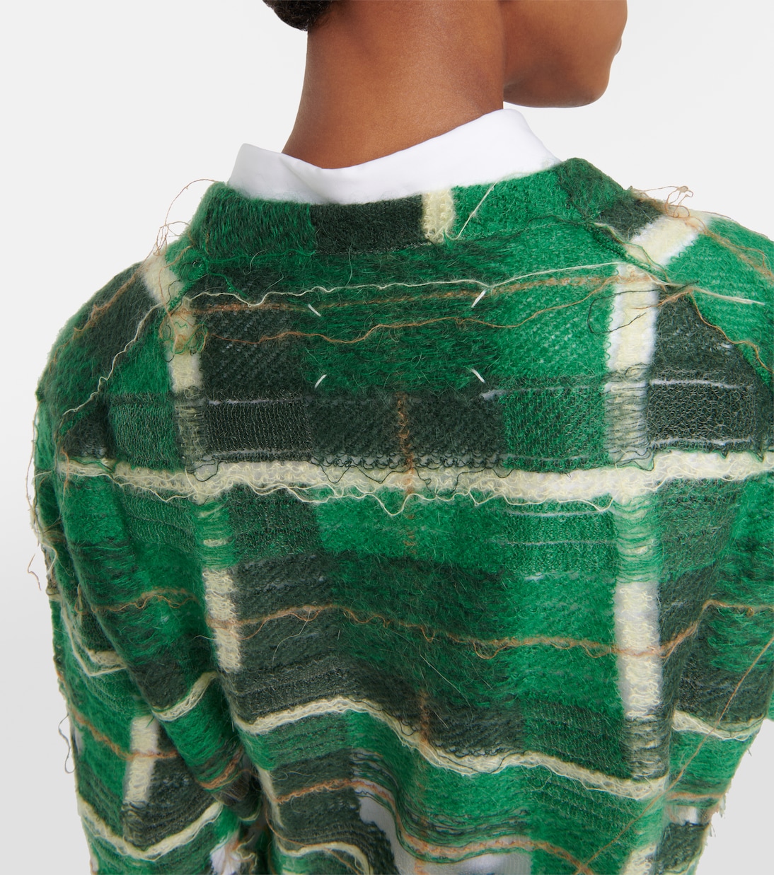 Distressed intarsia mohair-blend cardigan | Maison Margiela