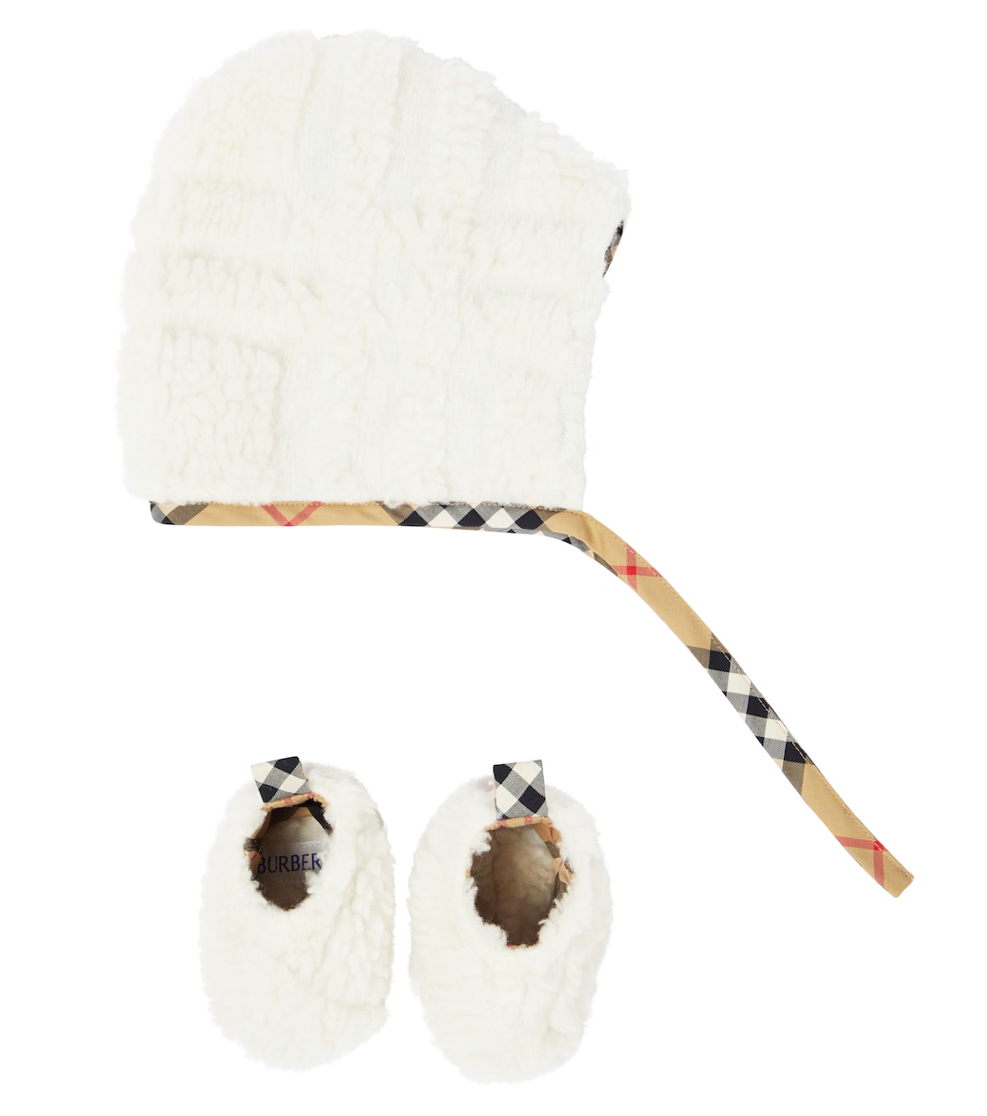 Baby - Set di cuffia e slippers in pile | Burberry Kids