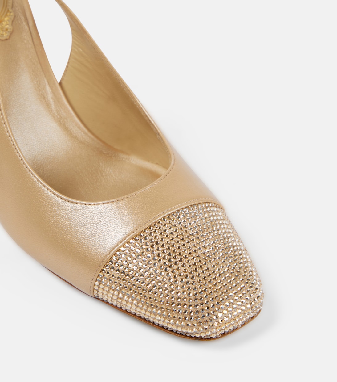 Verzierte Slingback-Pumps Kristen aus Metallic-Leder | Rene Caovilla