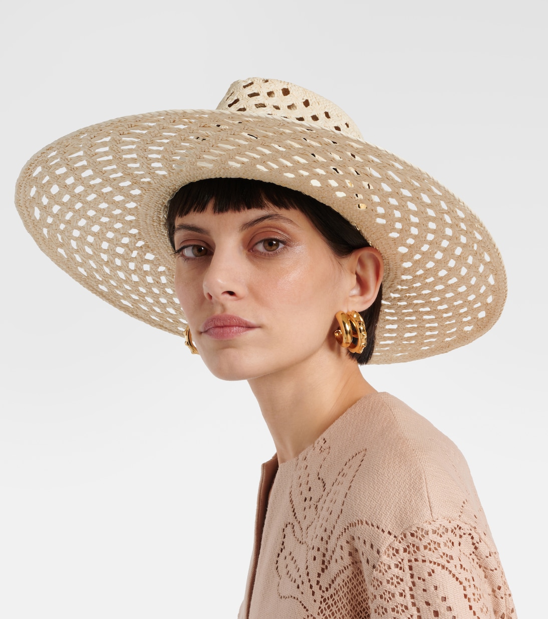 Chapeau en raphia et cuir | Valentino