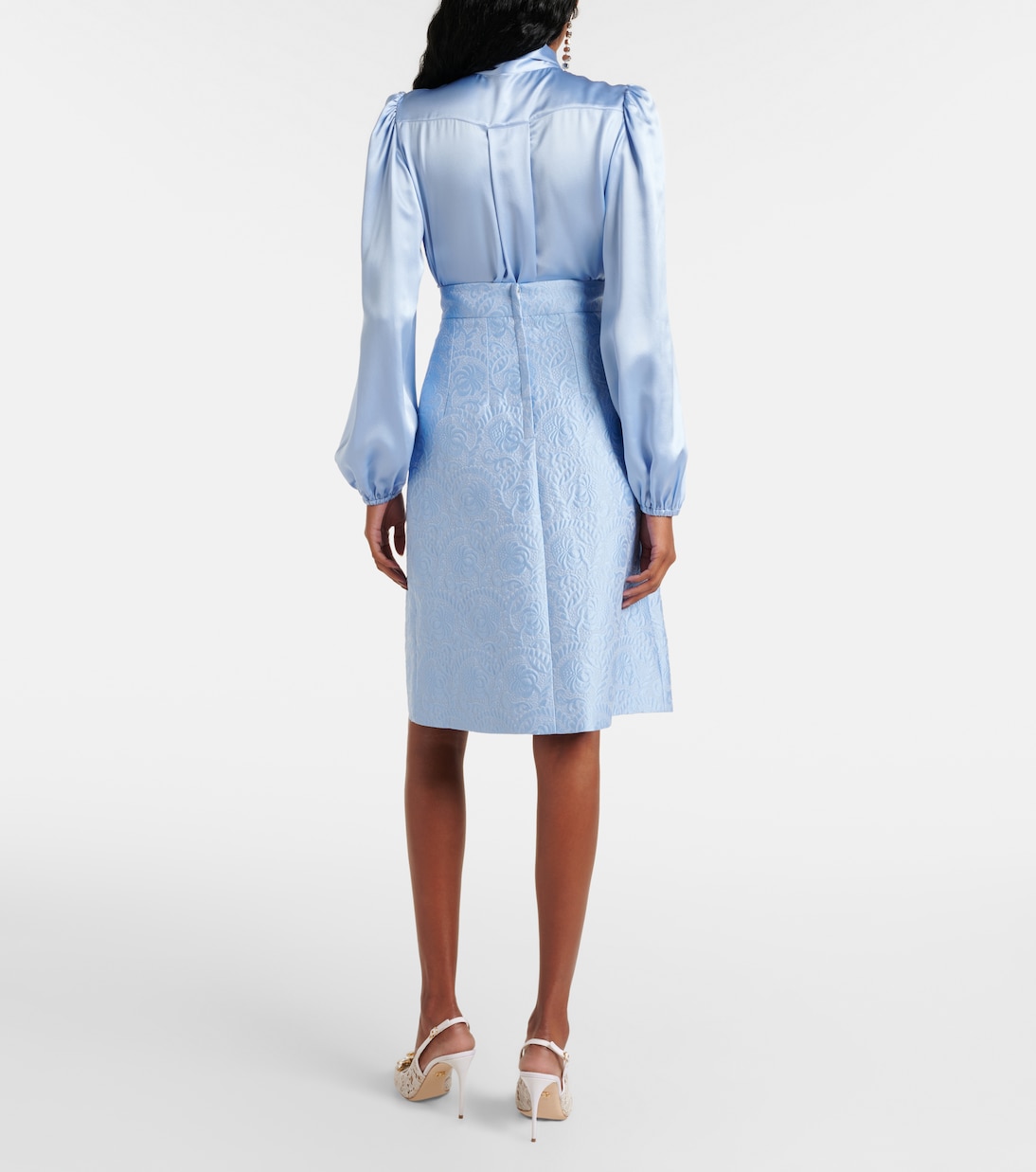 Falda midi de mezcla de algodón en jacquard | Dolce&Gabbana