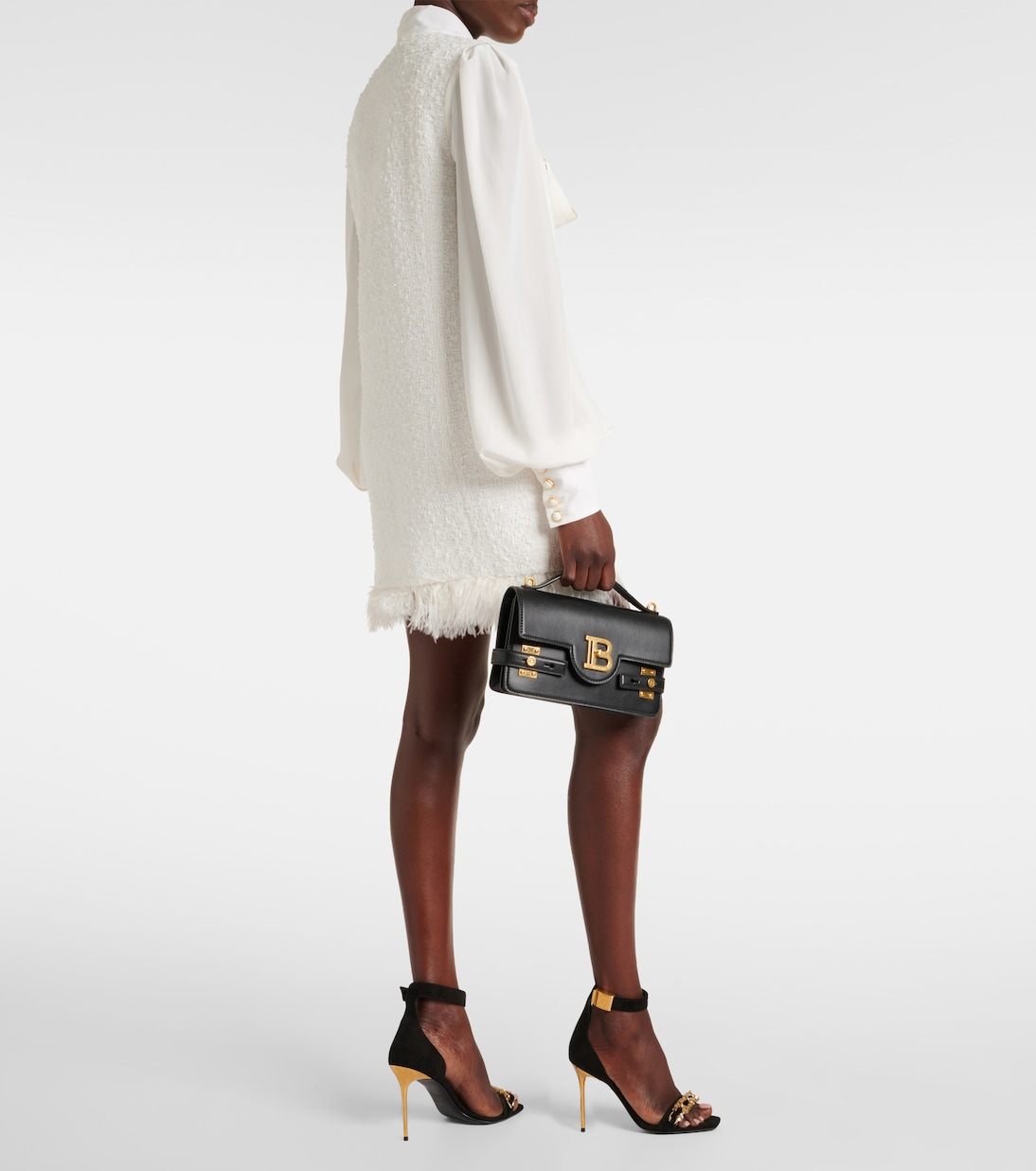 Bow-detail cotton-blend tweed minidress | Balmain