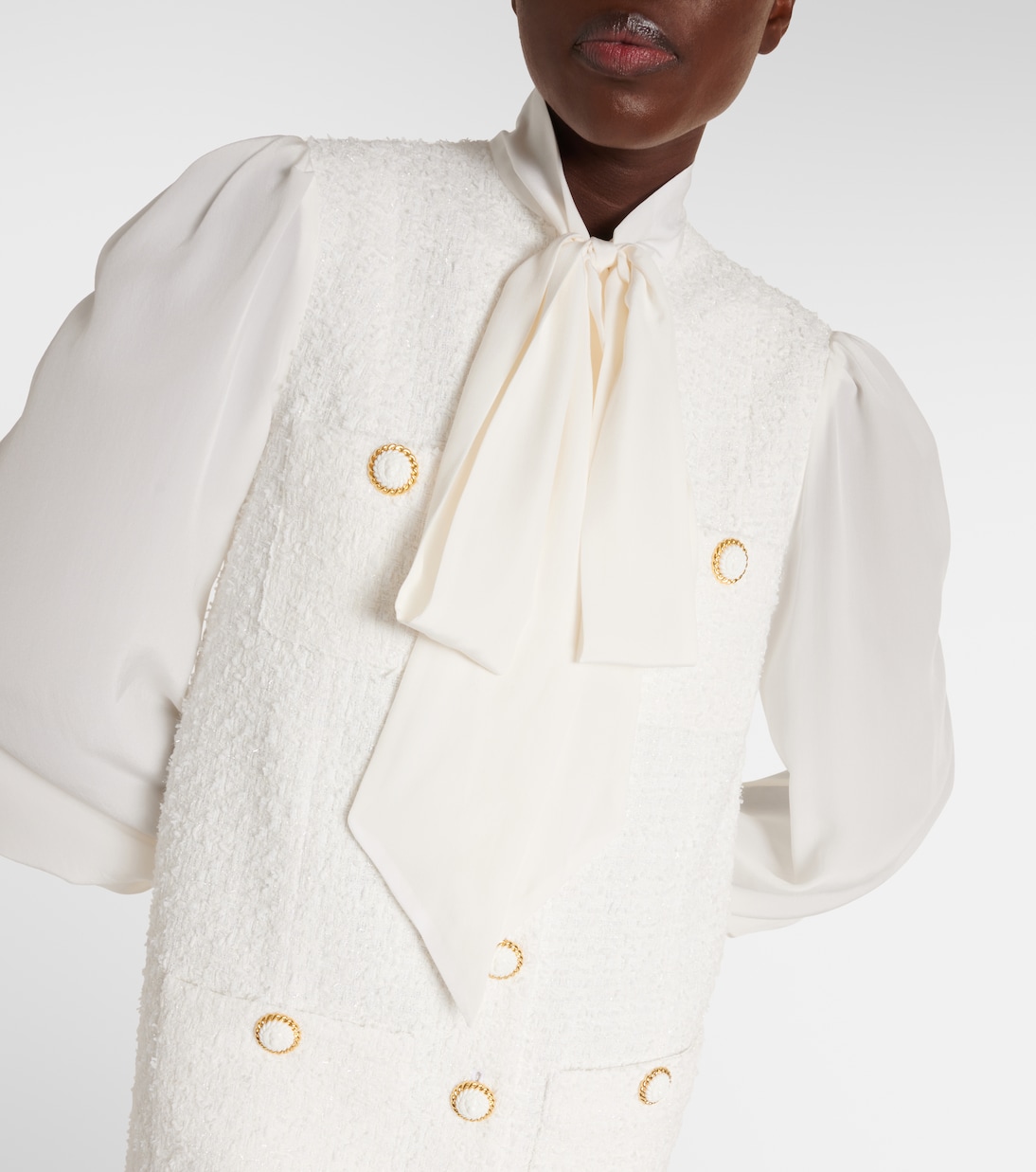 Bow-detail cotton-blend tweed minidress | Balmain