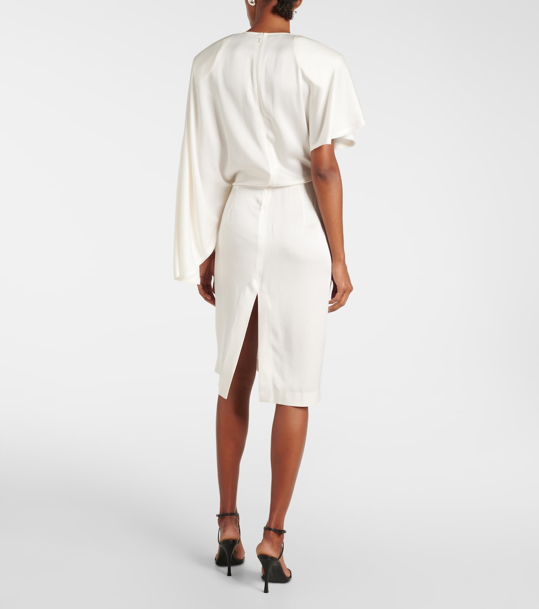 Abito midi asimmetrico in crêpe e raso | Stella McCartney