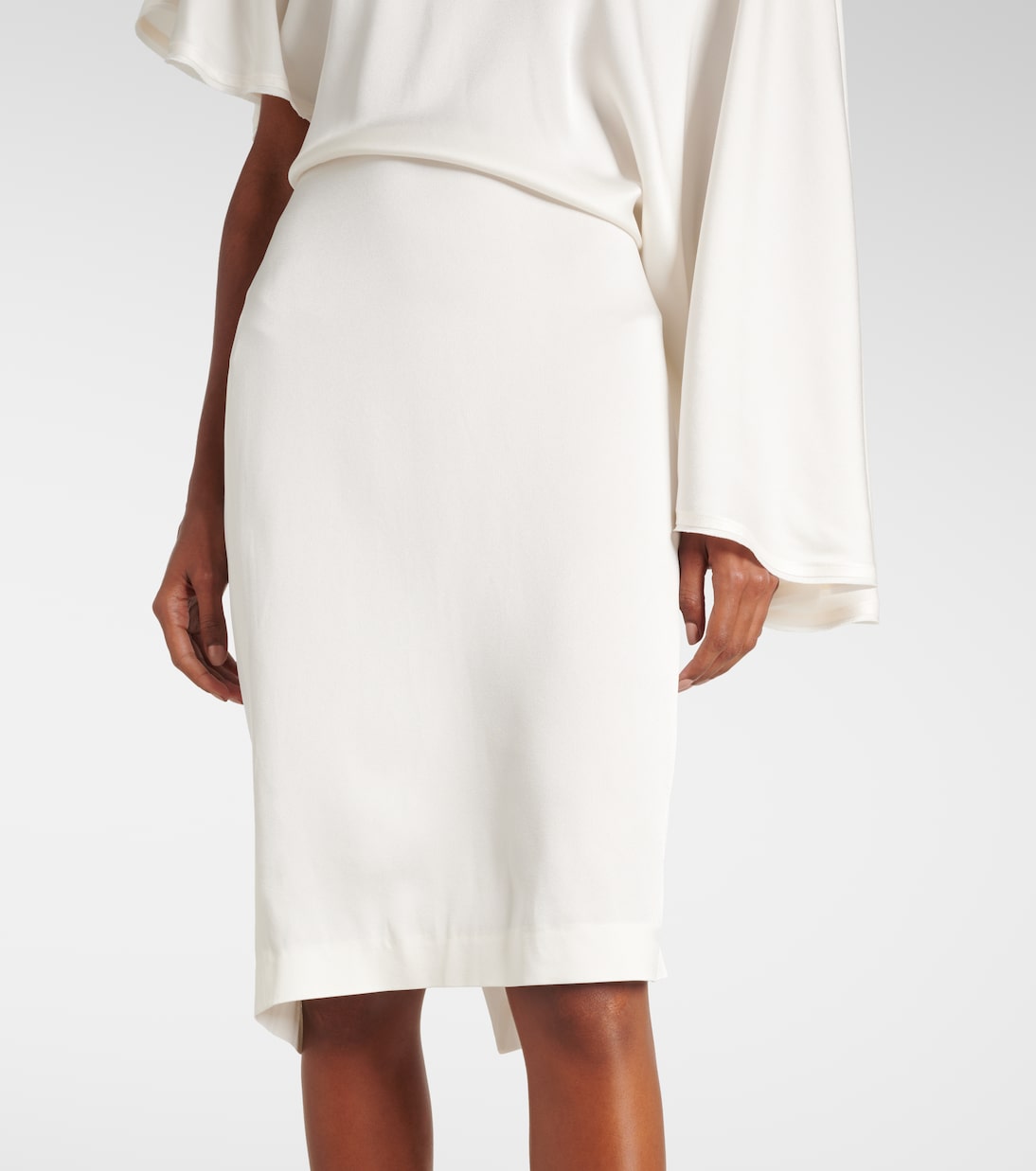 Abito midi asimmetrico in crêpe e raso | Stella McCartney