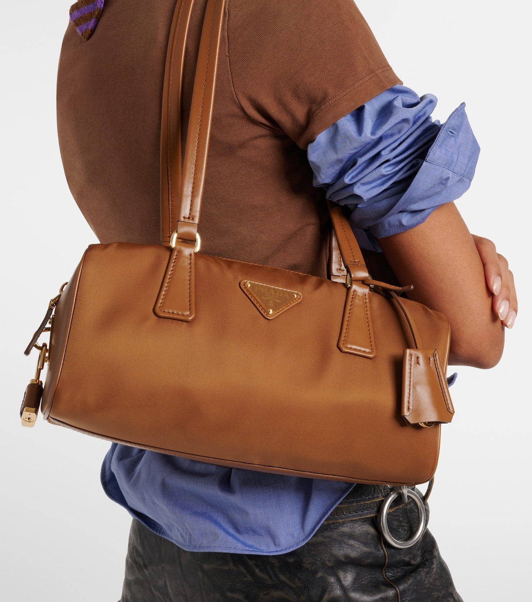 Borsa a spalla Medium in Re-Nylon e pelle | Prada