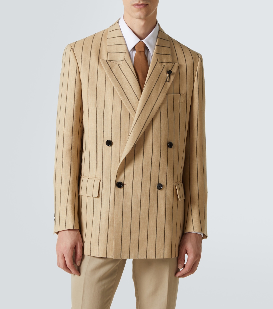Striped double-breasted linen and wool blazer | Lardini