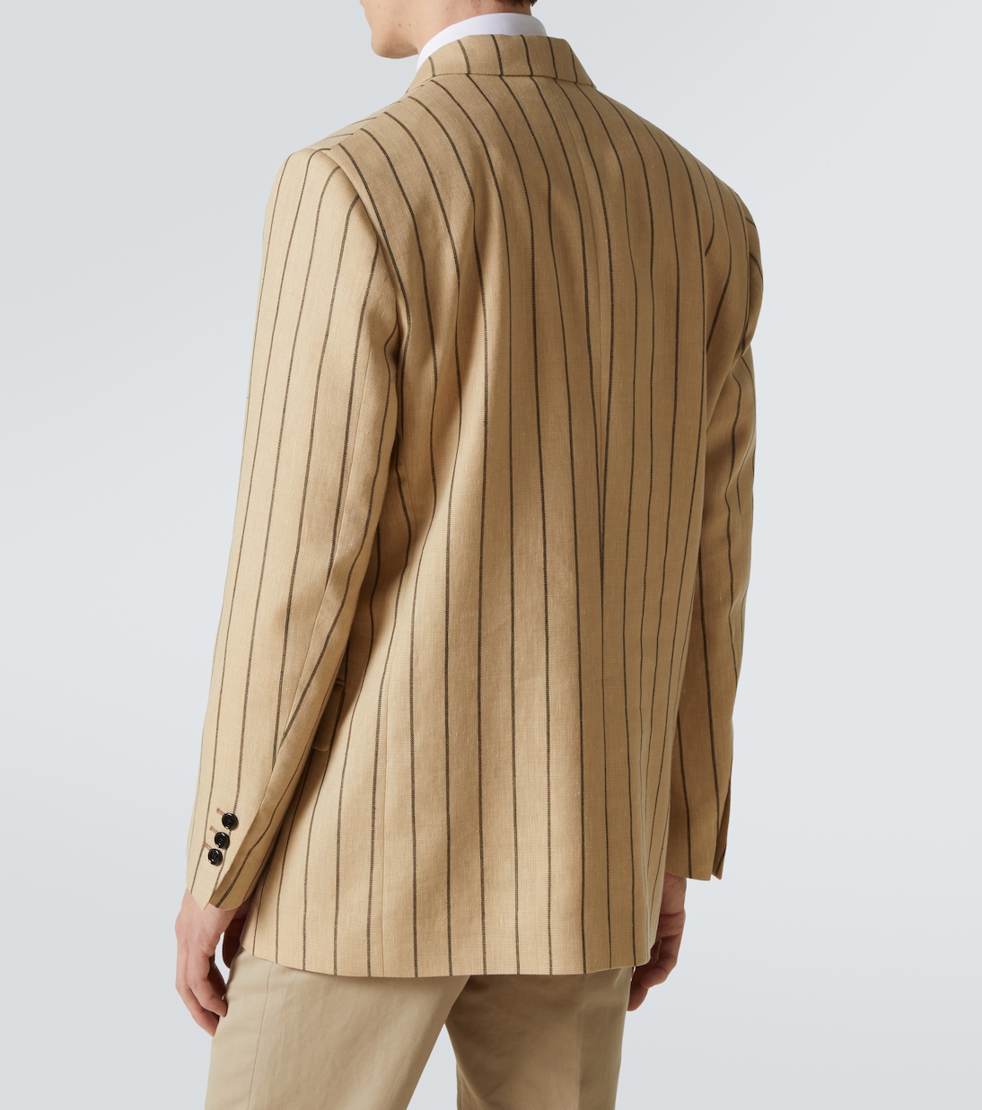 Striped double-breasted linen and wool blazer | Lardini