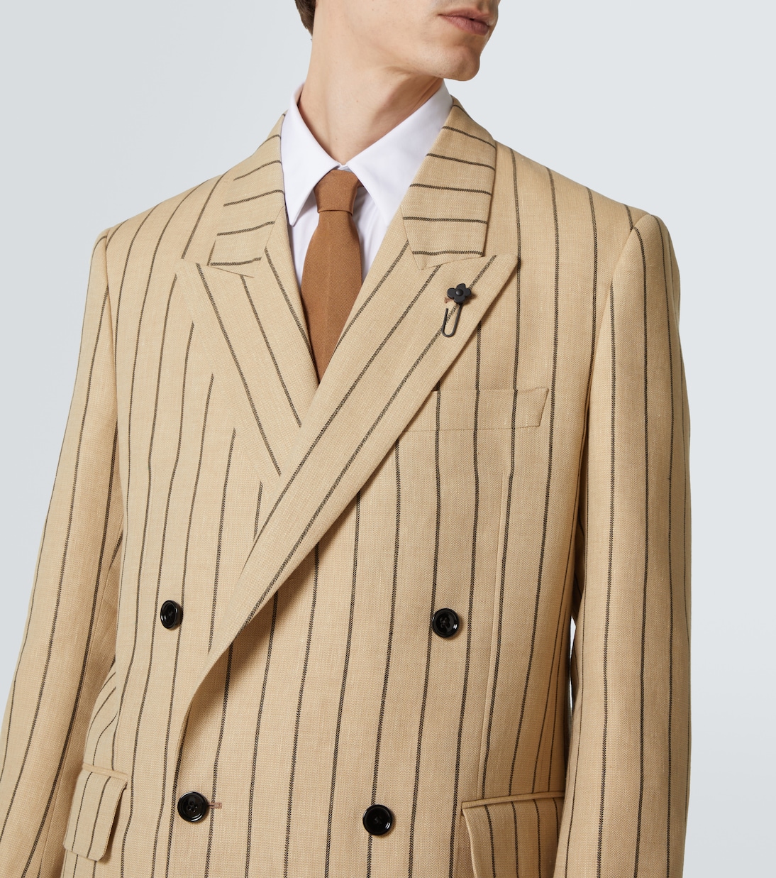 Striped double-breasted linen and wool blazer | Lardini
