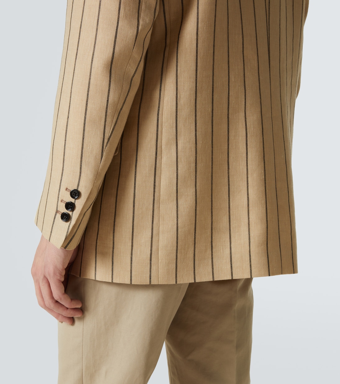 Striped double-breasted linen and wool blazer | Lardini