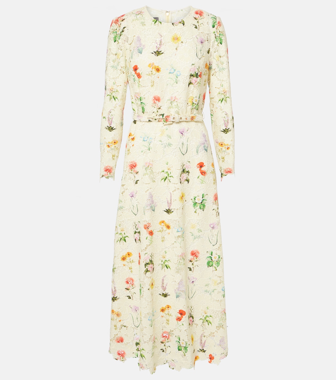 Vestido midi de encaje floral | Monique Lhuillier