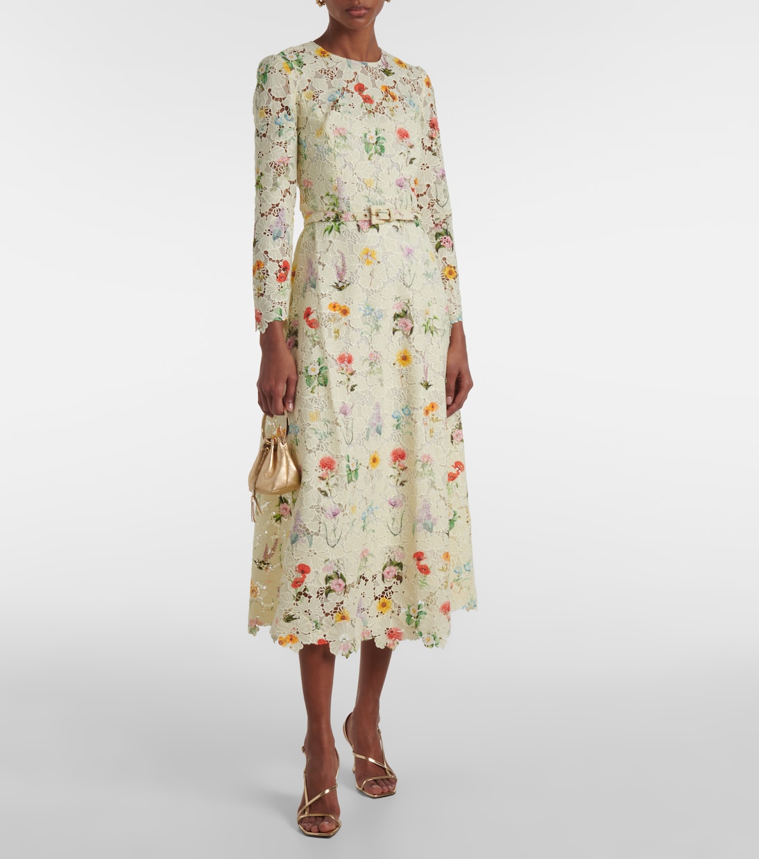 Vestido midi de encaje floral | Monique Lhuillier
