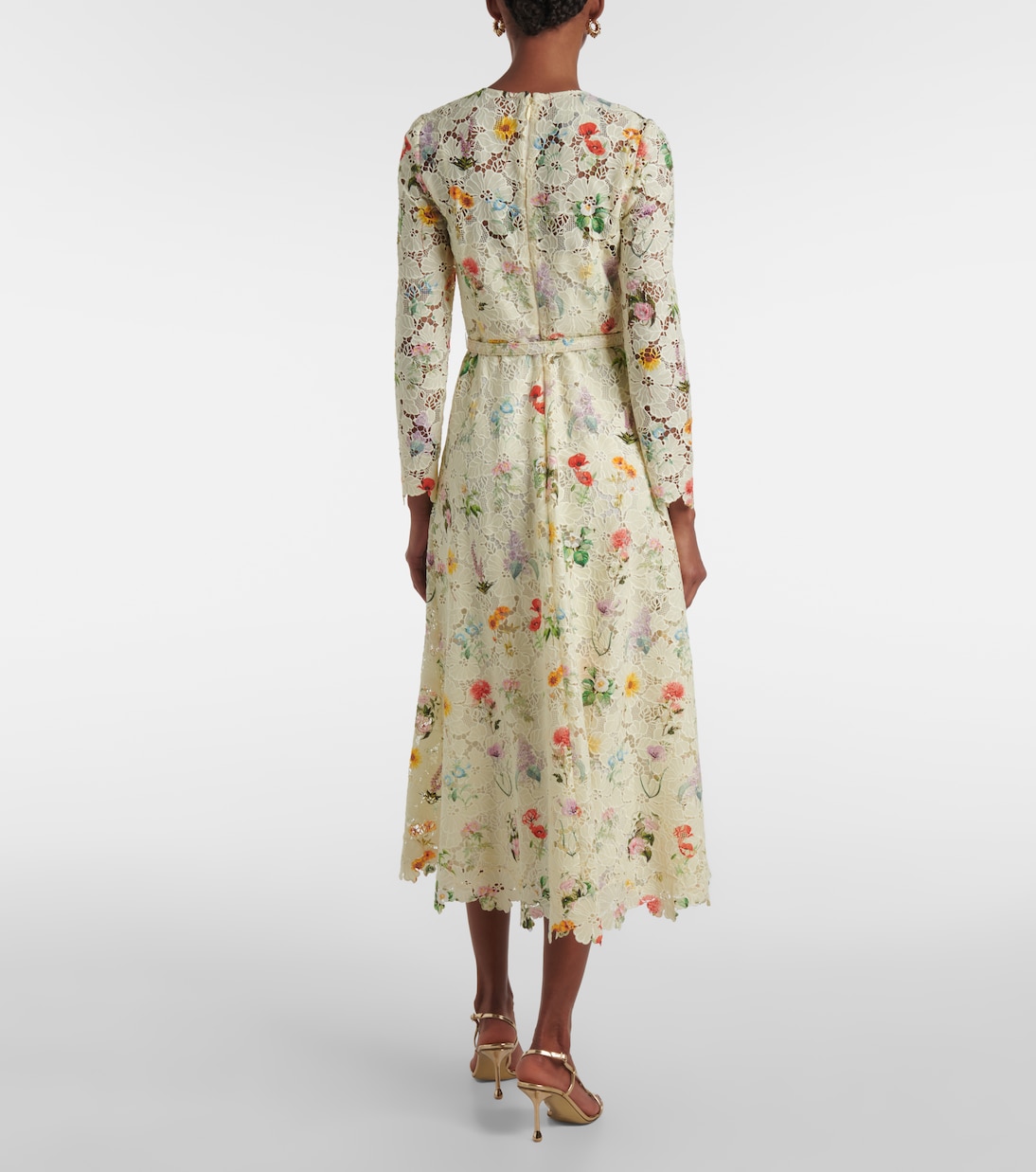 Vestido midi de encaje floral | Monique Lhuillier