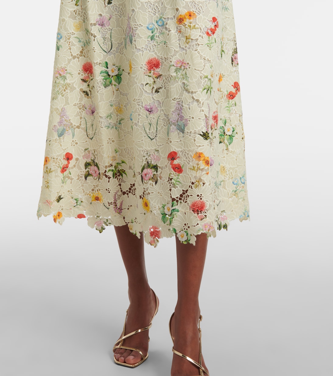 Vestido midi de encaje floral | Monique Lhuillier