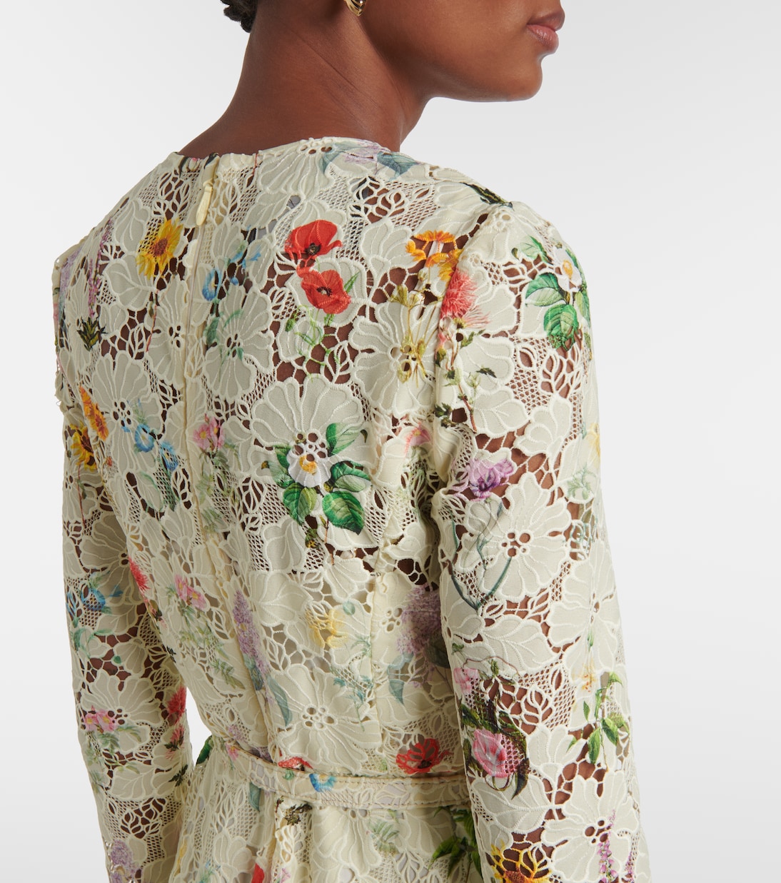 Vestido midi de encaje floral | Monique Lhuillier