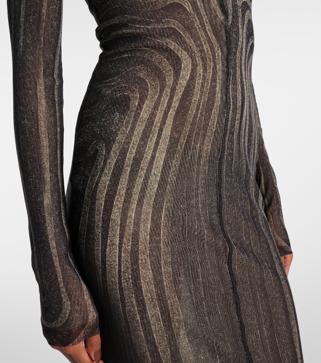 Abito lungo Spiral in mesh con stampa | Jean Paul Gaultier