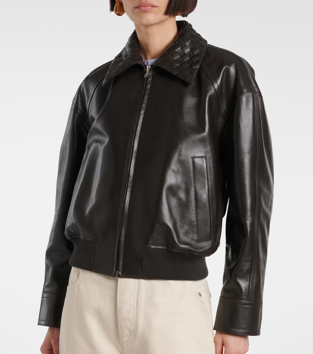 Blouson Intrecciato aus Leder | Bottega Veneta