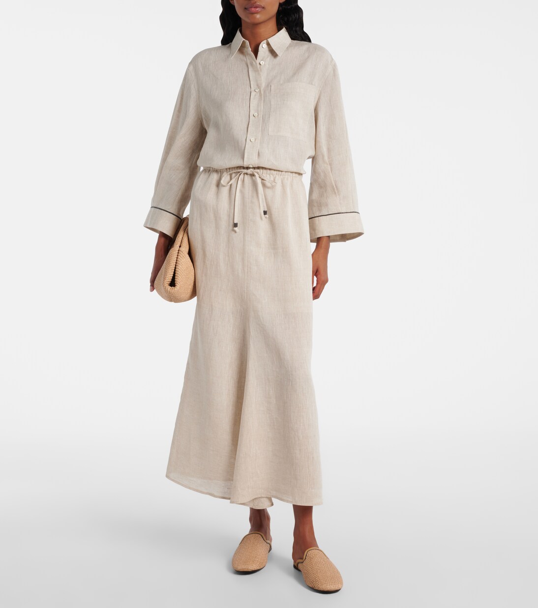 Maxirock Monili aus Leinen | Brunello Cucinelli