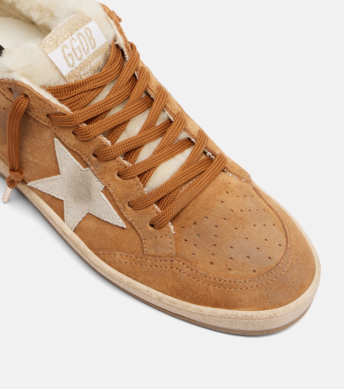 Ball Star shearling-trimmed suede sneakers | Golden Goose