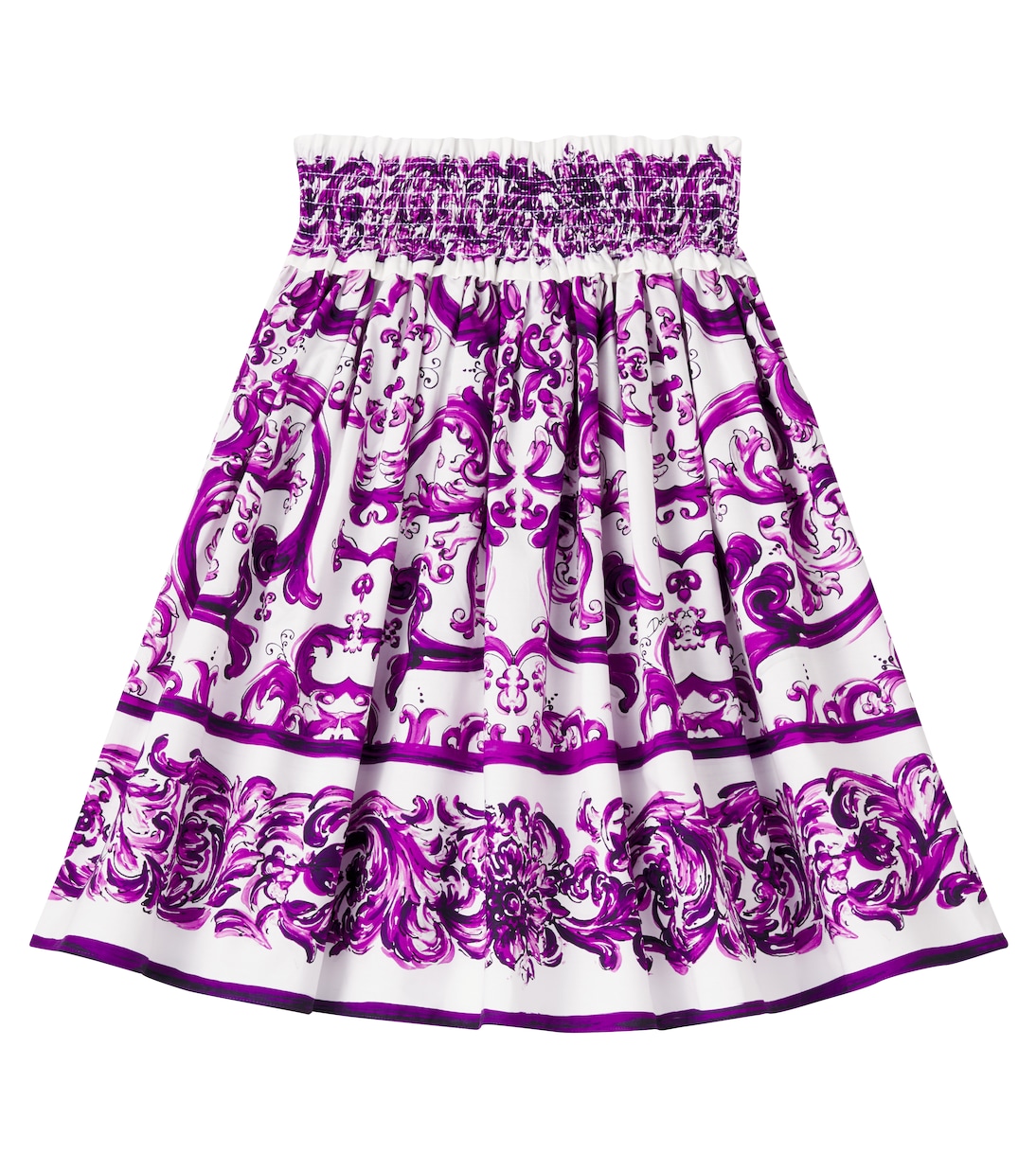 تنورة من القطن البوبلين بطبعات Majolica | Dolce&Gabbana Kids