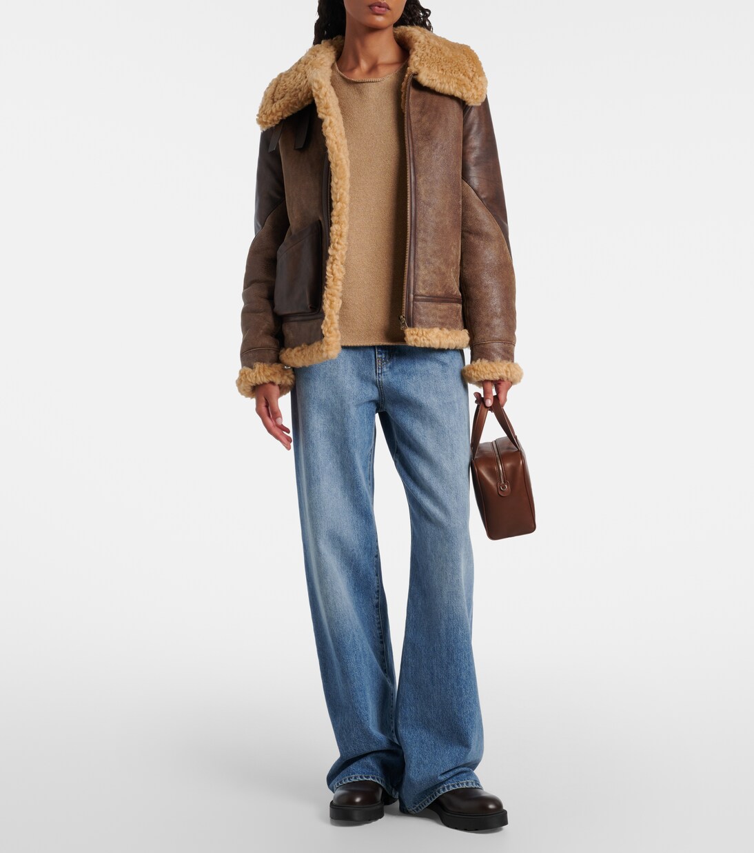 Veste en cuir et shearling | Ralph Lauren Collection