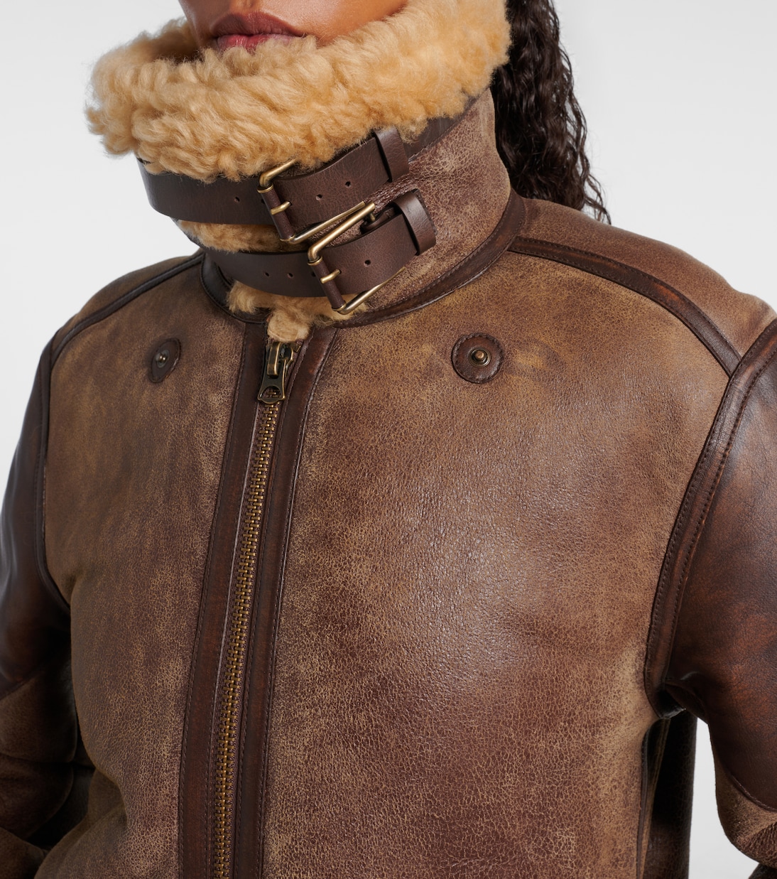 Veste en cuir et shearling | Ralph Lauren Collection