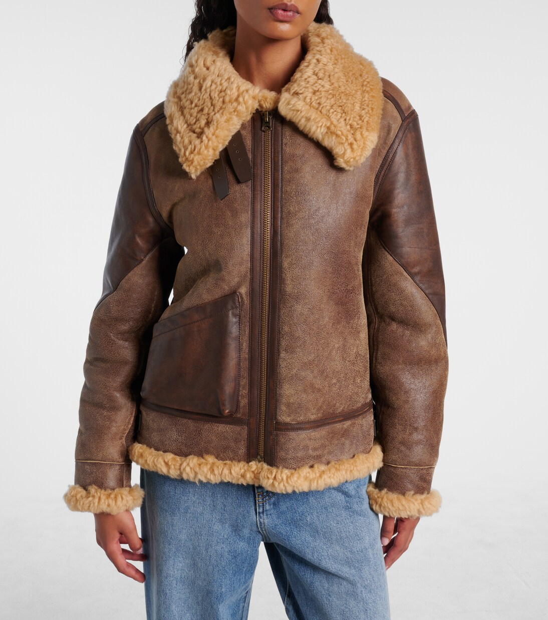 Veste en cuir et shearling | Ralph Lauren Collection
