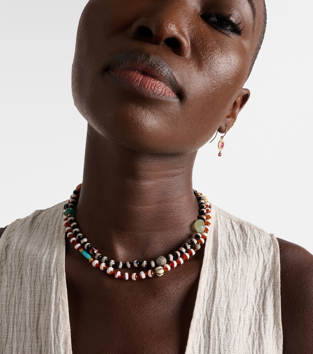 Globetrotter beaded necklace with gemstones | Ileana Makri