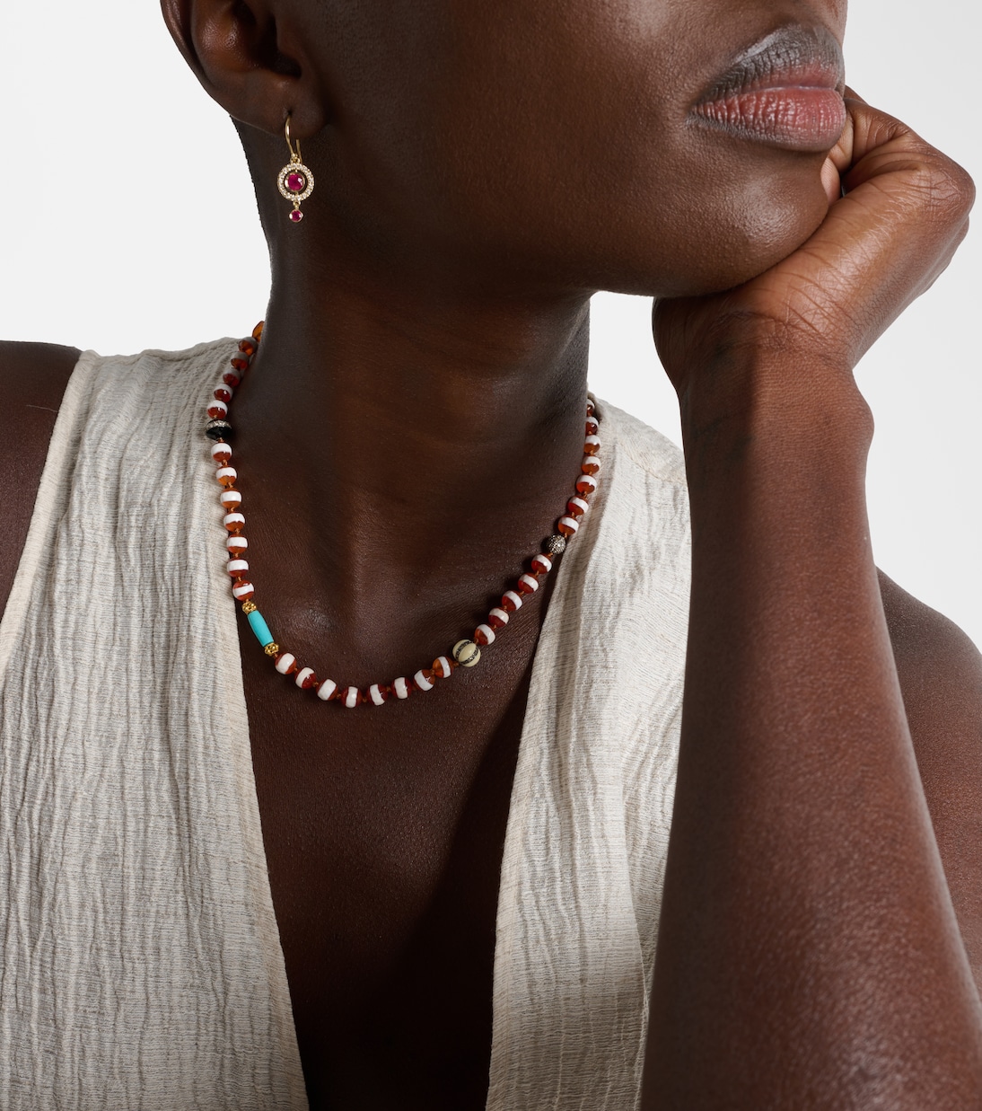 Globetrotter beaded necklace with gemstones | Ileana Makri