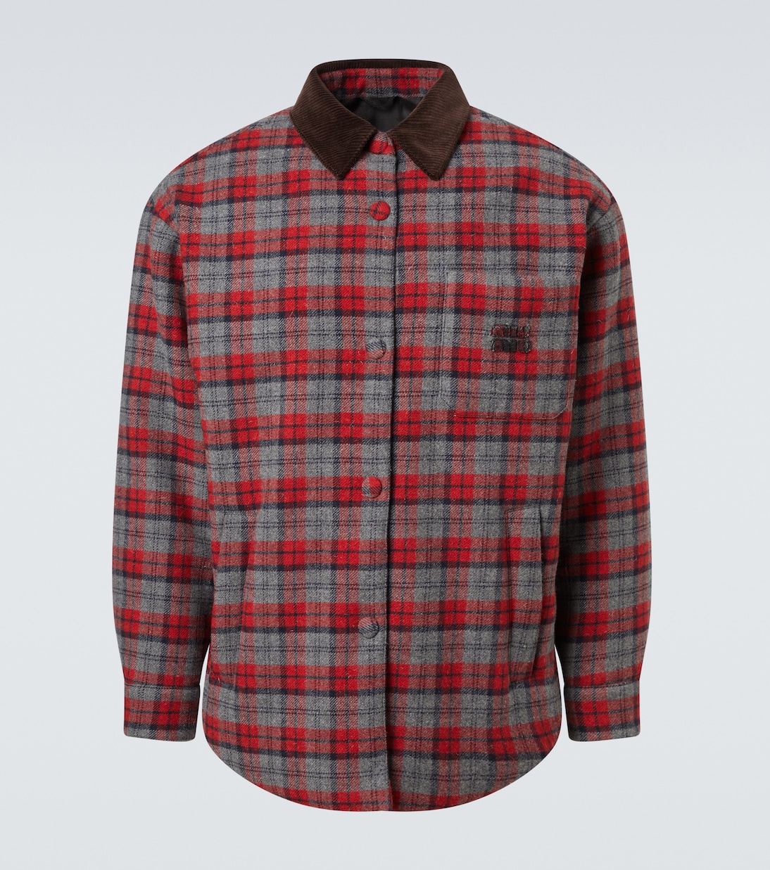 Camicia in lana vergine a quadri | Miu Miu