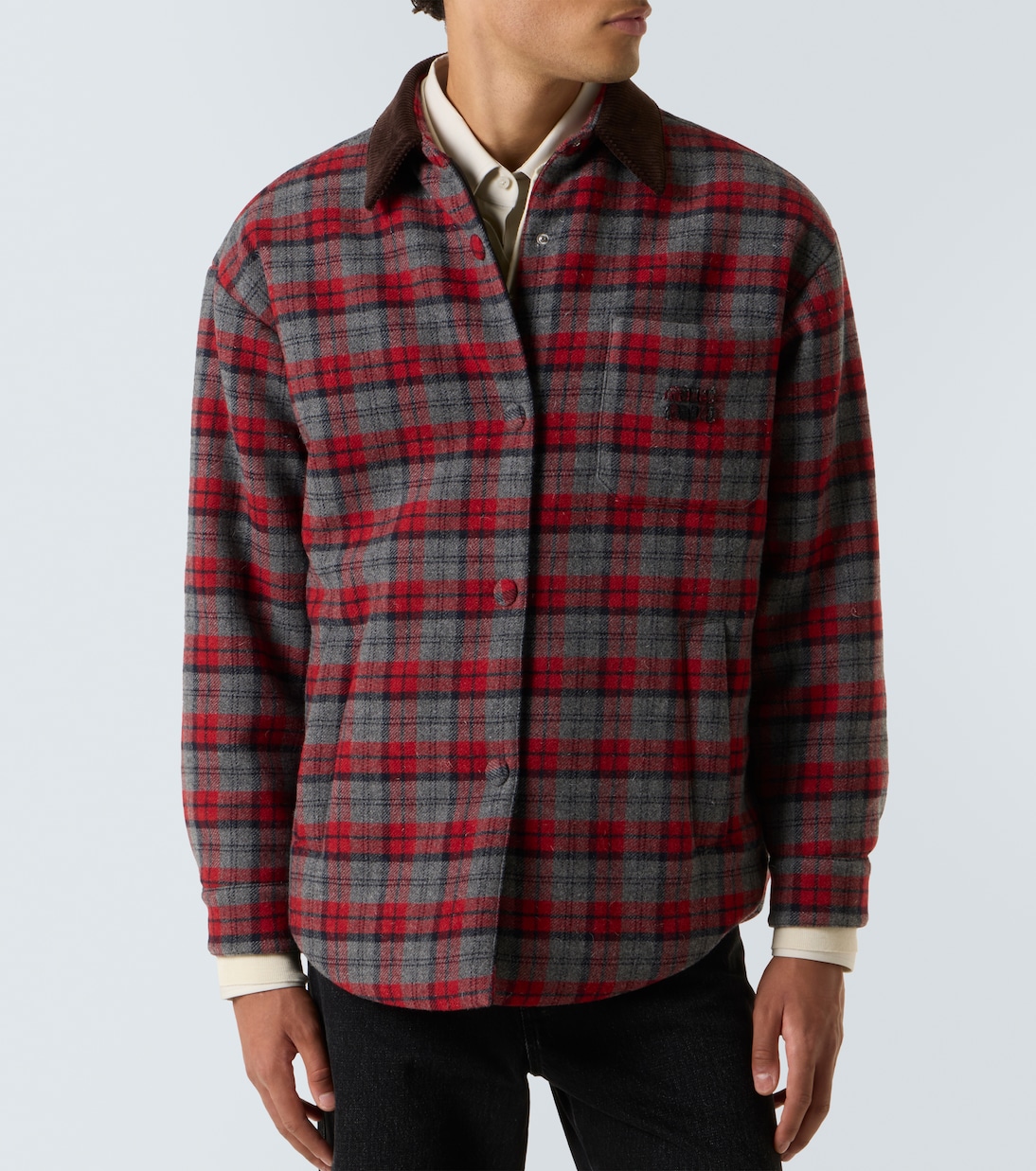 Camicia in lana vergine a quadri | Miu Miu