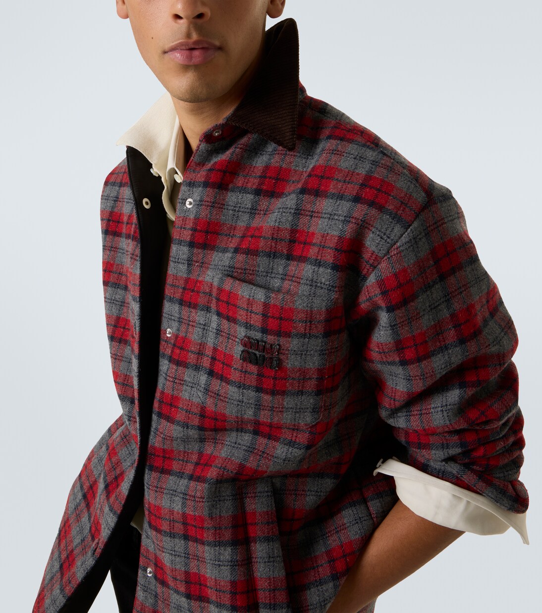 Camicia in lana vergine a quadri | Miu Miu